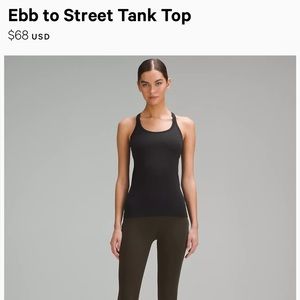 Lululemon Ebb to Street Tank top regular length size 6